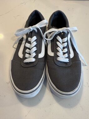 Vans Gray Canvas Low-Top Sneakers with White Laces